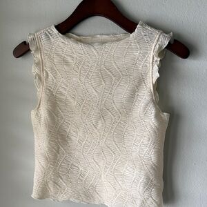 Future Collective all over pleats design cream layering shell sleeveless top